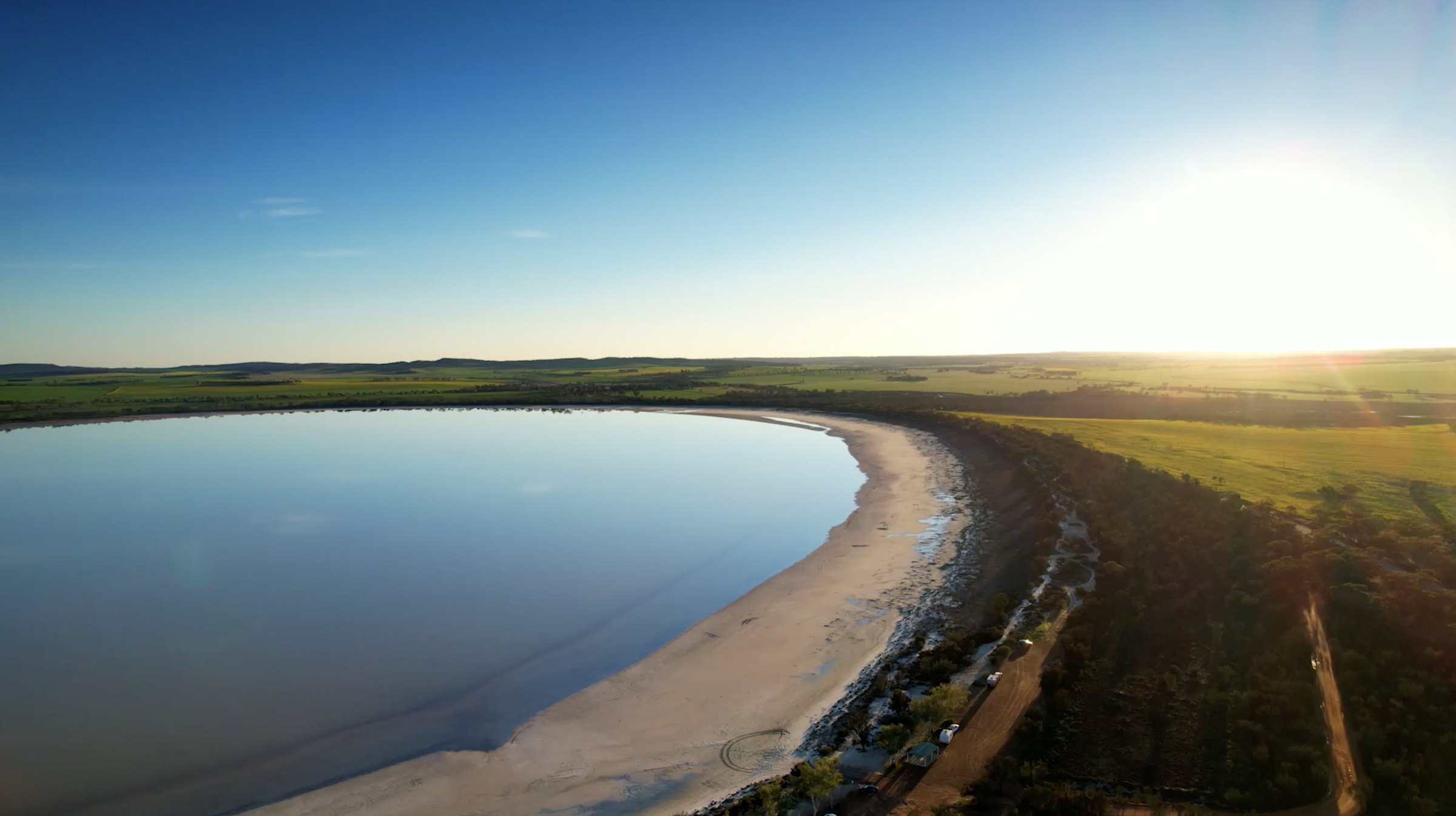 Lake Ninan and Wheatbelt landscape at sunset